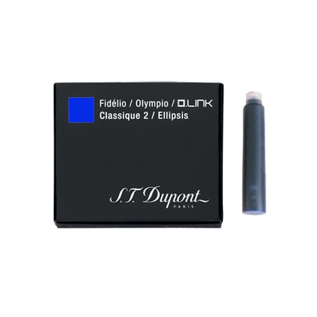 Caja de 6 Recambios de Tinta Azul para Plumas Estilográficas S.T. Dupont.