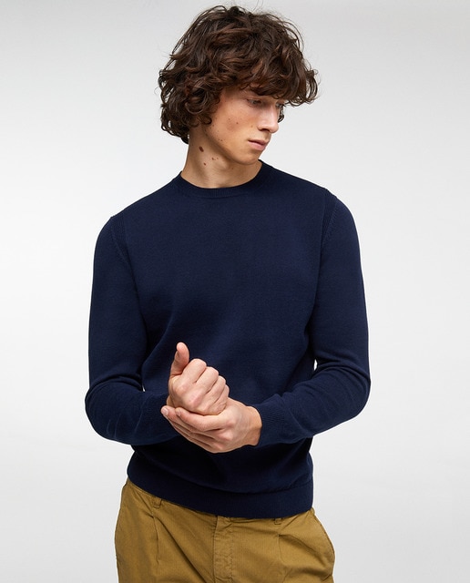 mens navy blue crew neck sweater