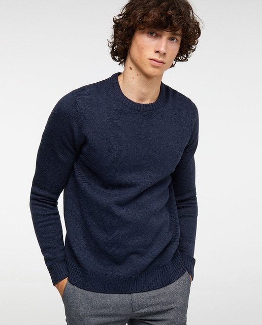 mens navy blue crew neck sweater