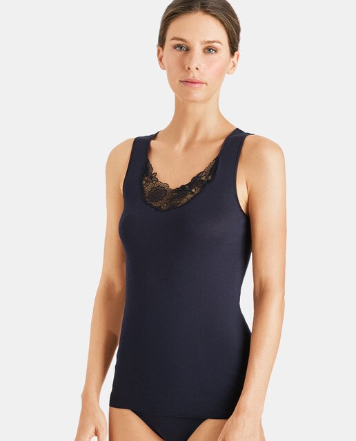 Camisola interior Flora lisa sem mangas