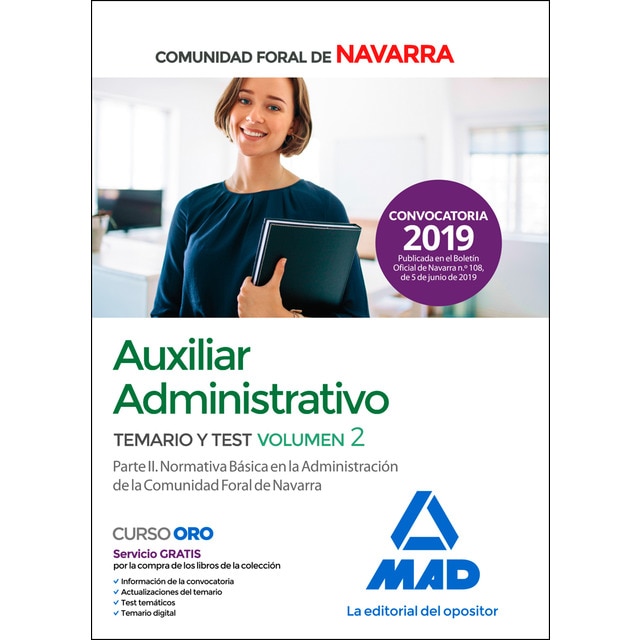Auxiliar administrativo de la comunidad foral de navarra. Temario y test volumen 2 (Tapa blanda)
