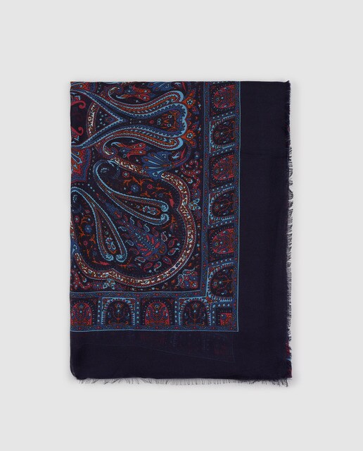 Écharpe El Corte Inglés azul-marinho com estampado paisley