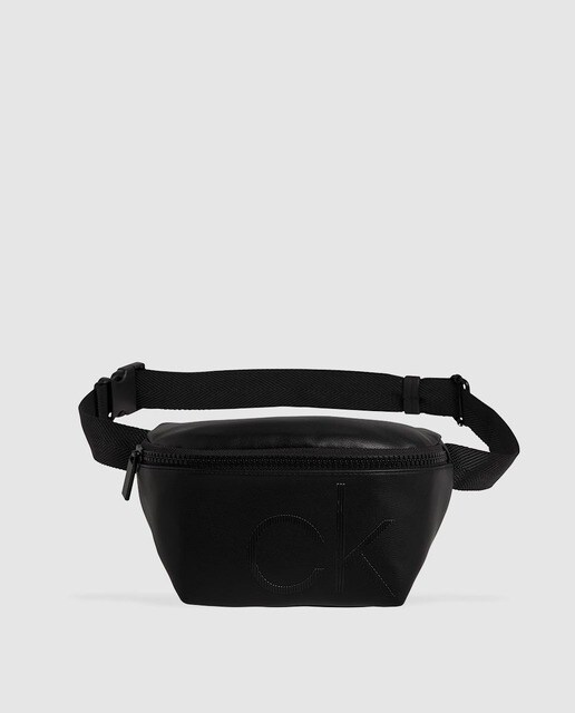 Bolsa de cintura de homem Calvin Klein preta com fecho de correr