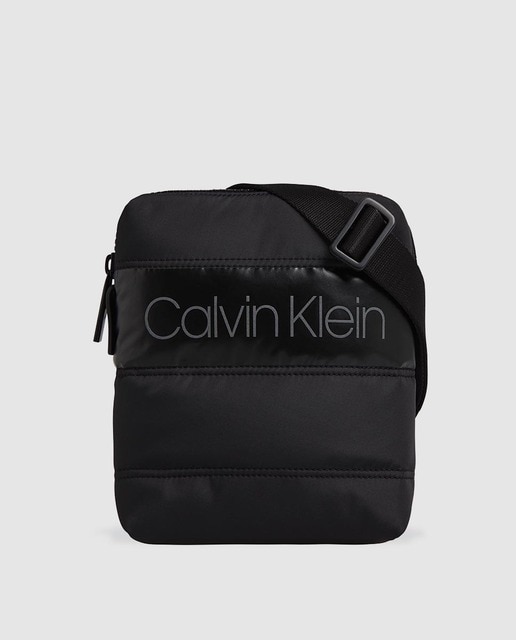 Mala a tiracolo pequena de homem Calvin Klein acolchoada azul-marinho com fecho de correr