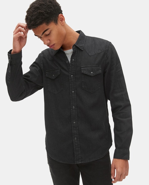 camisa vaquera negra hombre