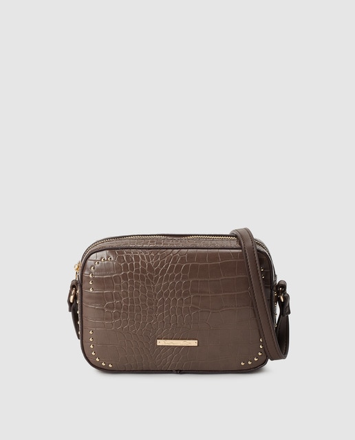 brown croc crossbody bag