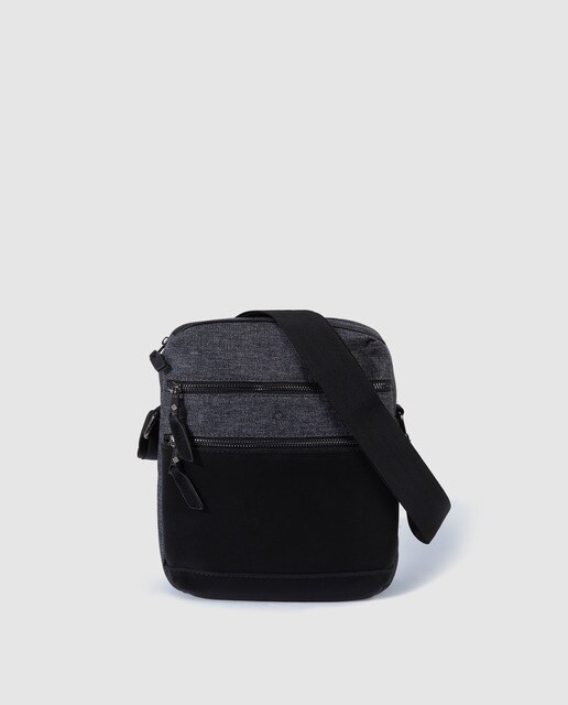 Mala a tiracolo de homem Emidio Tucci cinzento-escuro e preta com fecho de correr