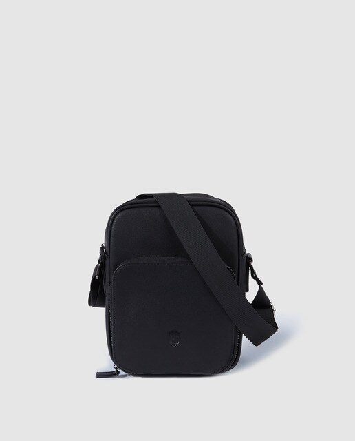 Mala a tiracolo grande de homem Dustin preta com fecho de correr