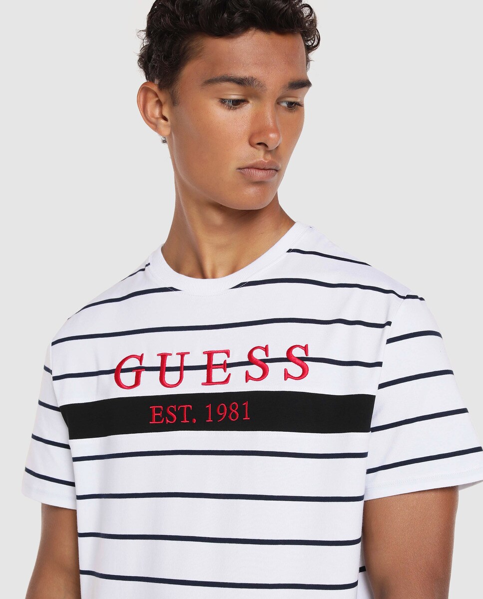De Guess Manga Hombre Blanca Camiseta Corta mv8wOynN0P