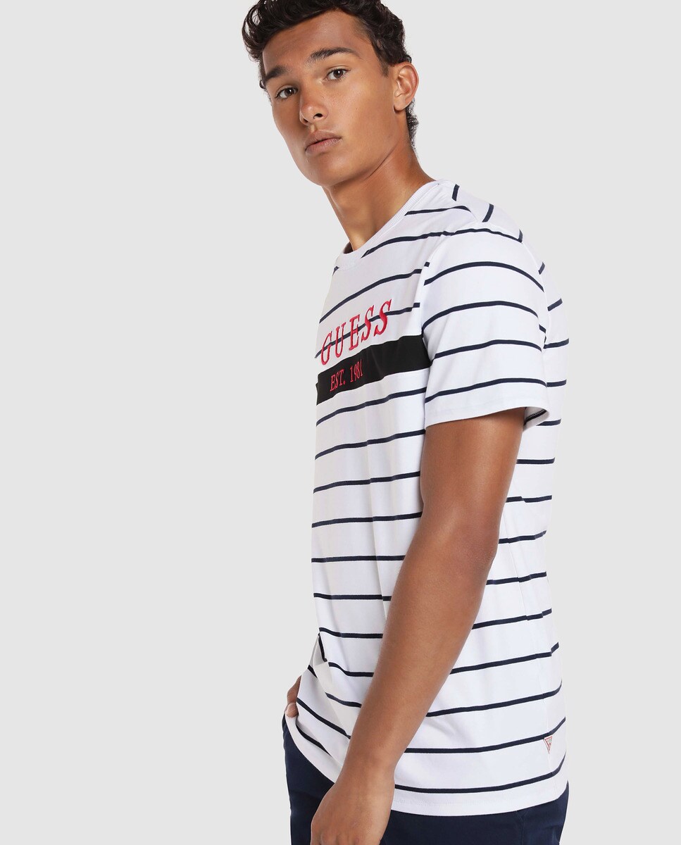 De Guess Manga Hombre Blanca Camiseta Corta mv8wOynN0P