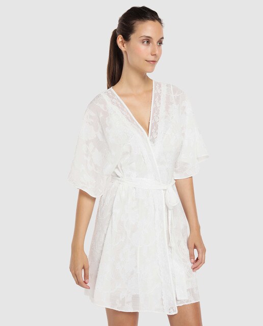 Robe curto de manga comprida de mulher