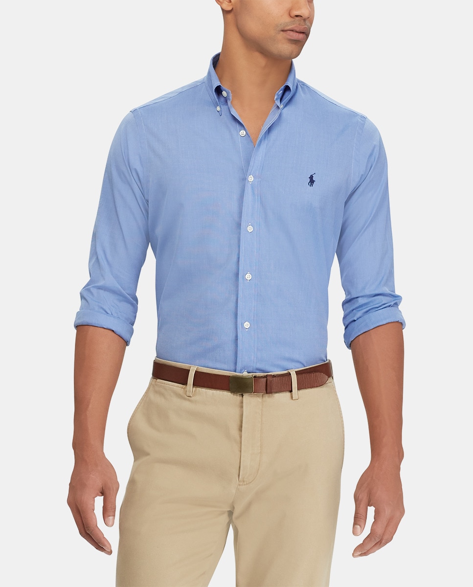 Chemise homme Polo Ralph Lauren regular unie bleue · Polo Ralph Lauren