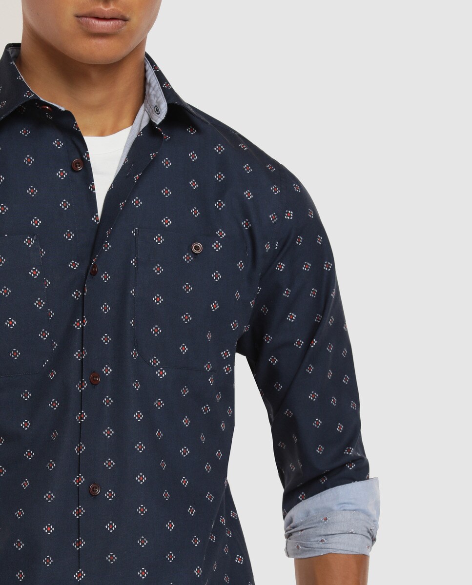 Azul Marino Hombre De Camisa Jackamp; Jones Estampada Slim 80wOPXnk
