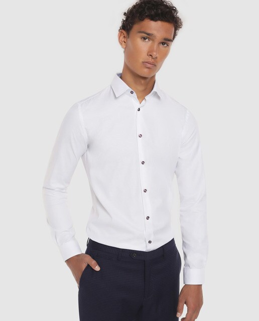 camisa blanca de vestir hombre