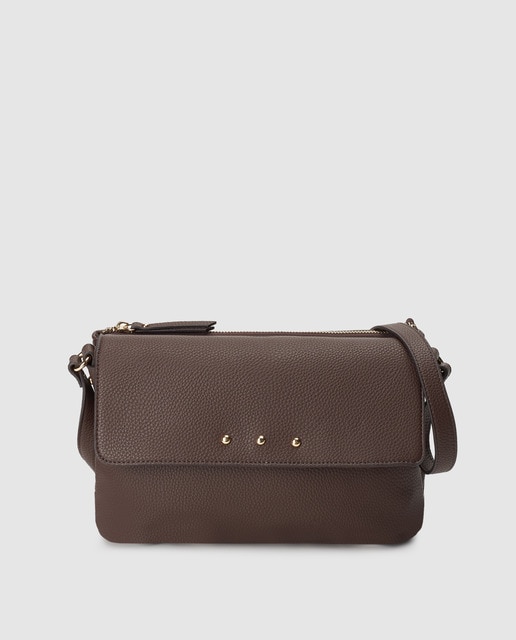 El Corte Inglés Women's Dark Brown Crossbody Bag With Grained Finish 