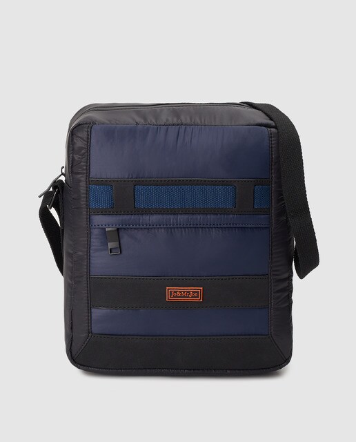 Mala a tiracolo grande de homem Jo & Mr. Joe Men azul-marinho com fecho de correr