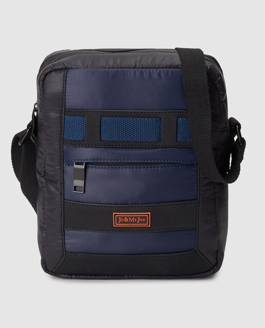 Mala a tiracolo pequena de homem Jo & Mr. Joe Men azul-marinho com fecho de correr