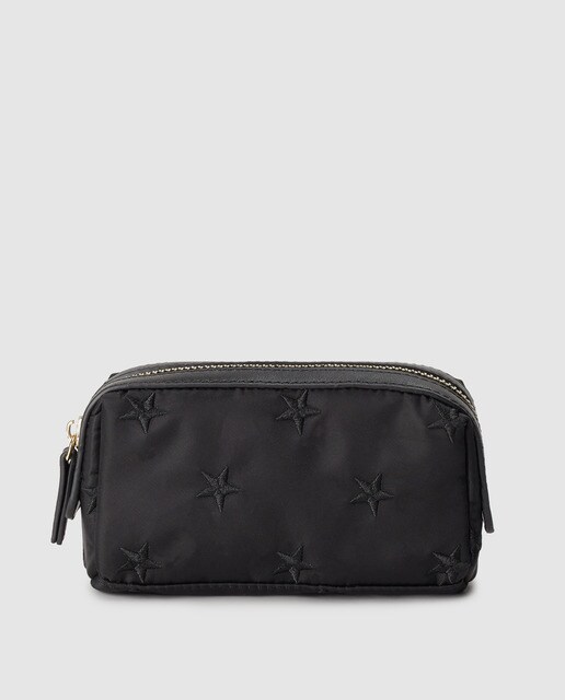 Estojo bordado El Corte Inglés preto com fecho de correr