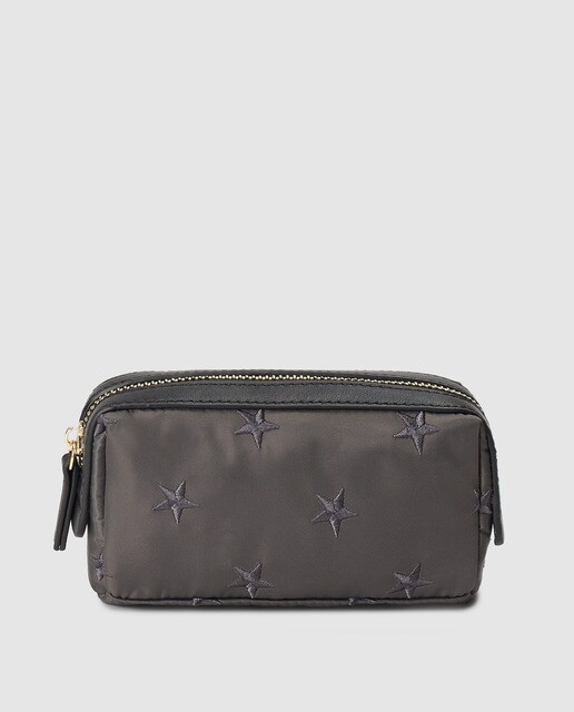 Estojo bordado El Corte Inglés cinzento com fecho de correr