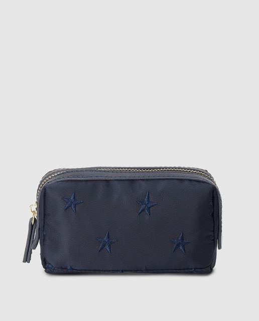 Estojo bordado El Corte Inglés azul-marinho com fecho de correr