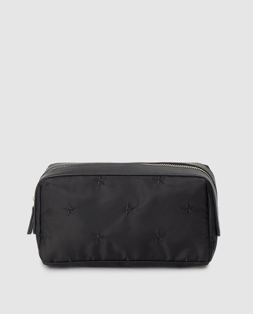 Estojo grande bordado El Corte Inglés preto com fecho de correr