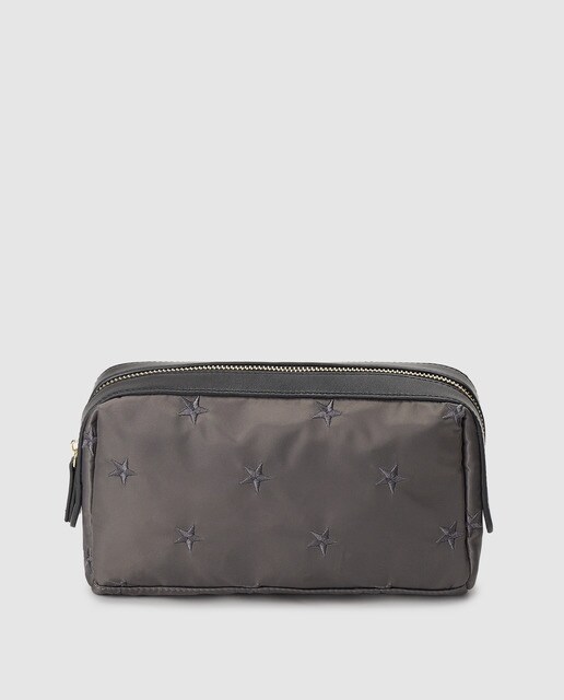 Estojo grande bordado El Corte Inglés cinzento com fecho de correr