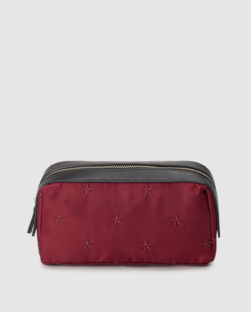 Estojo grande bordado El Corte Inglés bordeaux com fecho de correr