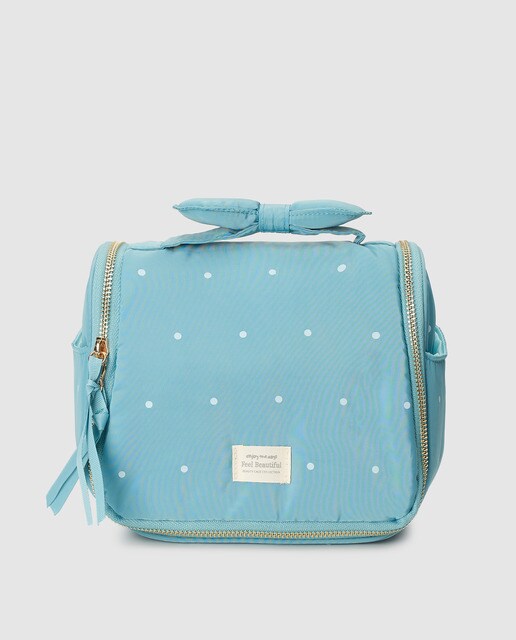 Nécessaire de mulher El Corte Inglés azul às bolinhas e com fecho de correr