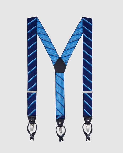 Suspensórios Emidio Tucci azul-marinho às riscas