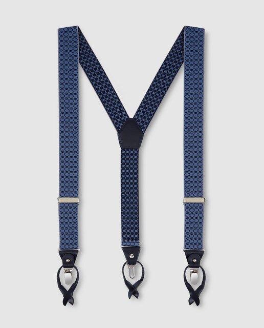Suspensórios Emidio Tucci azuis com estampado geométrico