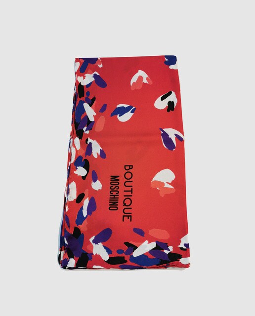 Lenço de seda Boutique Moschino vermelho com corações