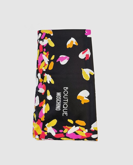 Lenço de seda Boutique Moschino preto com corações