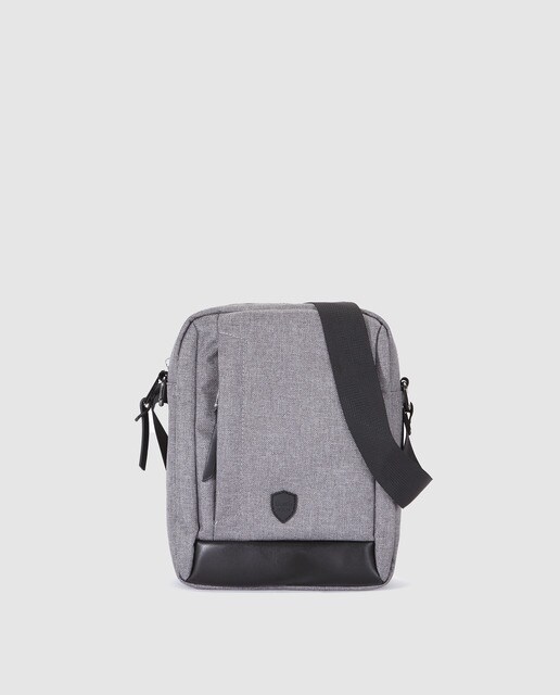 Mala a tiracolo grande de homem Dustin cinzenta com fecho de correr