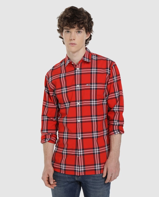 red check shirt with jeans