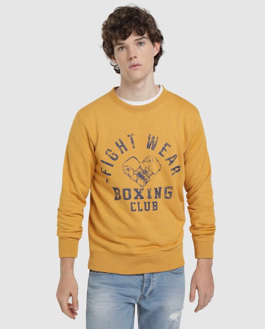 sudadera mostaza hombre