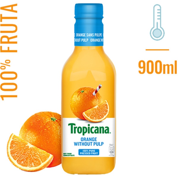 100 Sumo de Laranja sem Polpa embalagem 900 ml · Tropicana