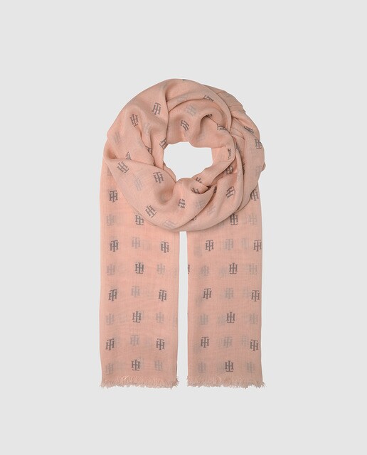 Écharpe nude Tommy Hilfiger com estampado da marca