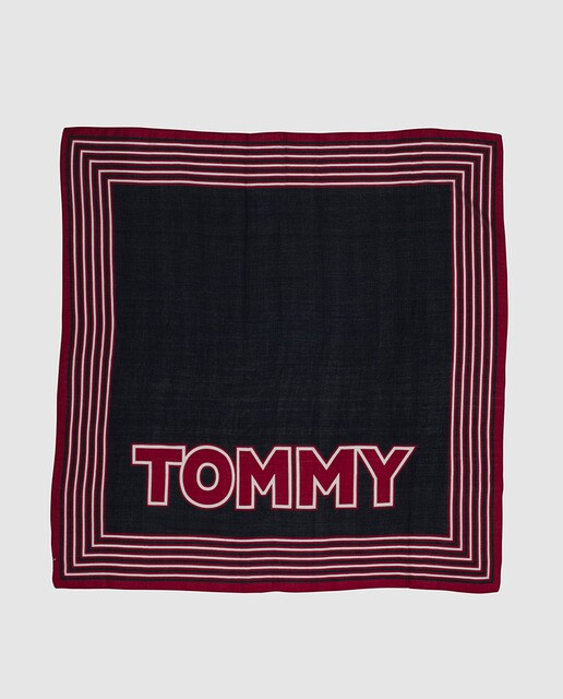 Lenço preto Tommy Hilfiger com rebordo em contraste