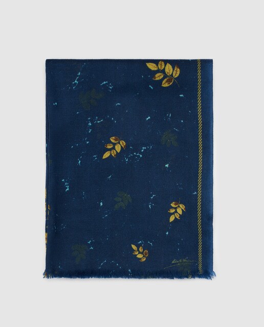 Xaile de lã azul estampado
