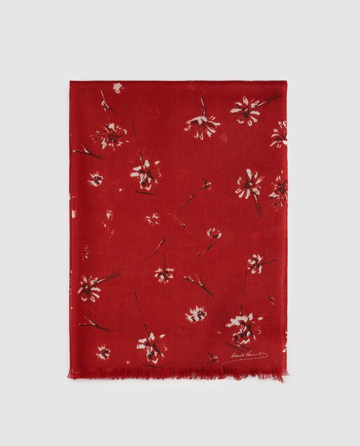 Xaile de lã vermelho estampado