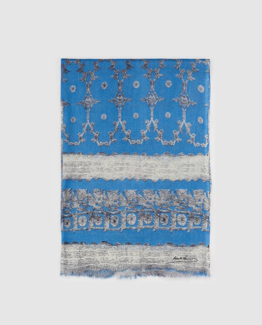 Xaile de lã azul estampado