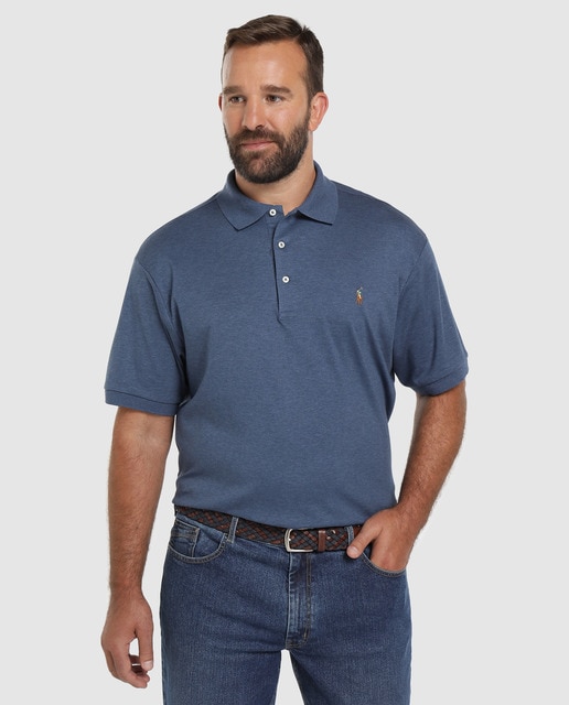 Big and Tall men's regularfit blue short sleeve pima cotton piqué polo
