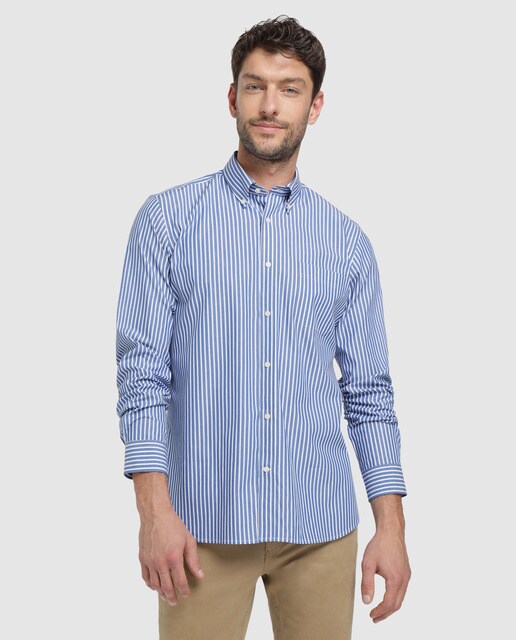 camisa de rayas azul y blanca hombre