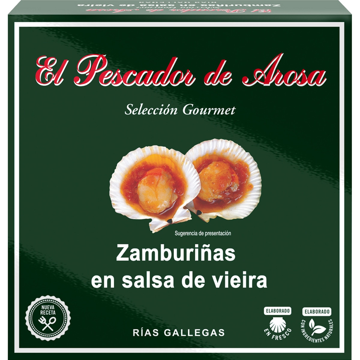 Variegated scallops in king scallop sauce from the Galician Rias tin 85 ...