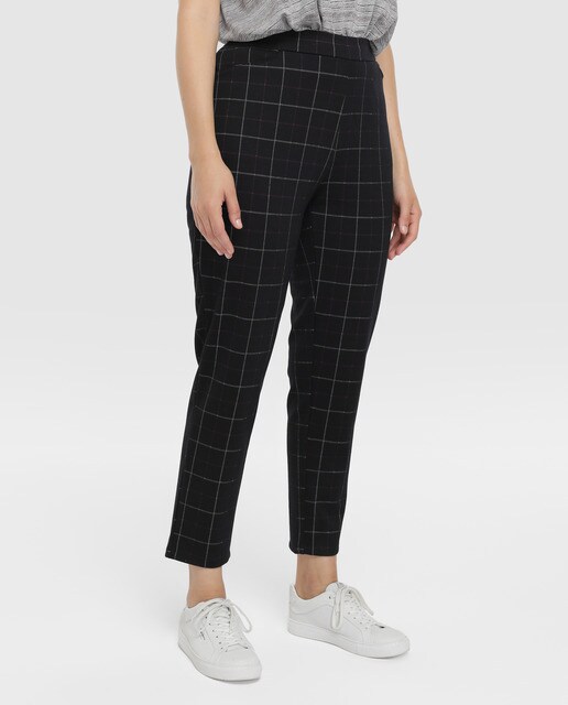 plus size checkered trousers