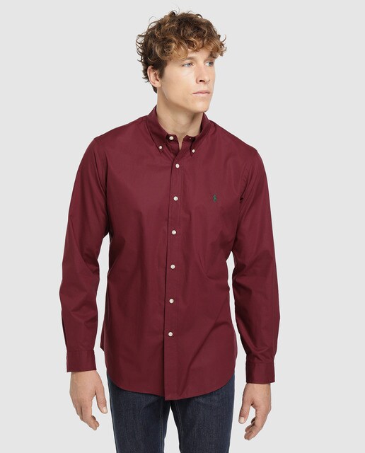 plain burgundy shirt