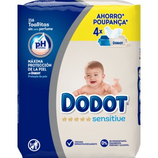 Dodot Sensitive Toalhitas Infantis sem Perfume Recarga Pack 4 54 unidades