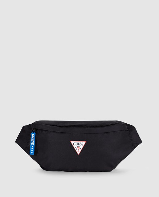 Bolsa de cintura de homem Guess preta com fecho de correr