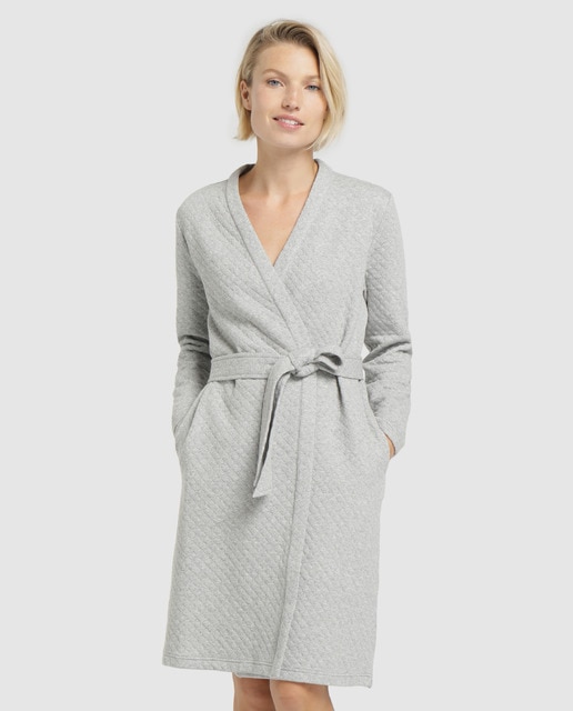 womens short grey dressing gown