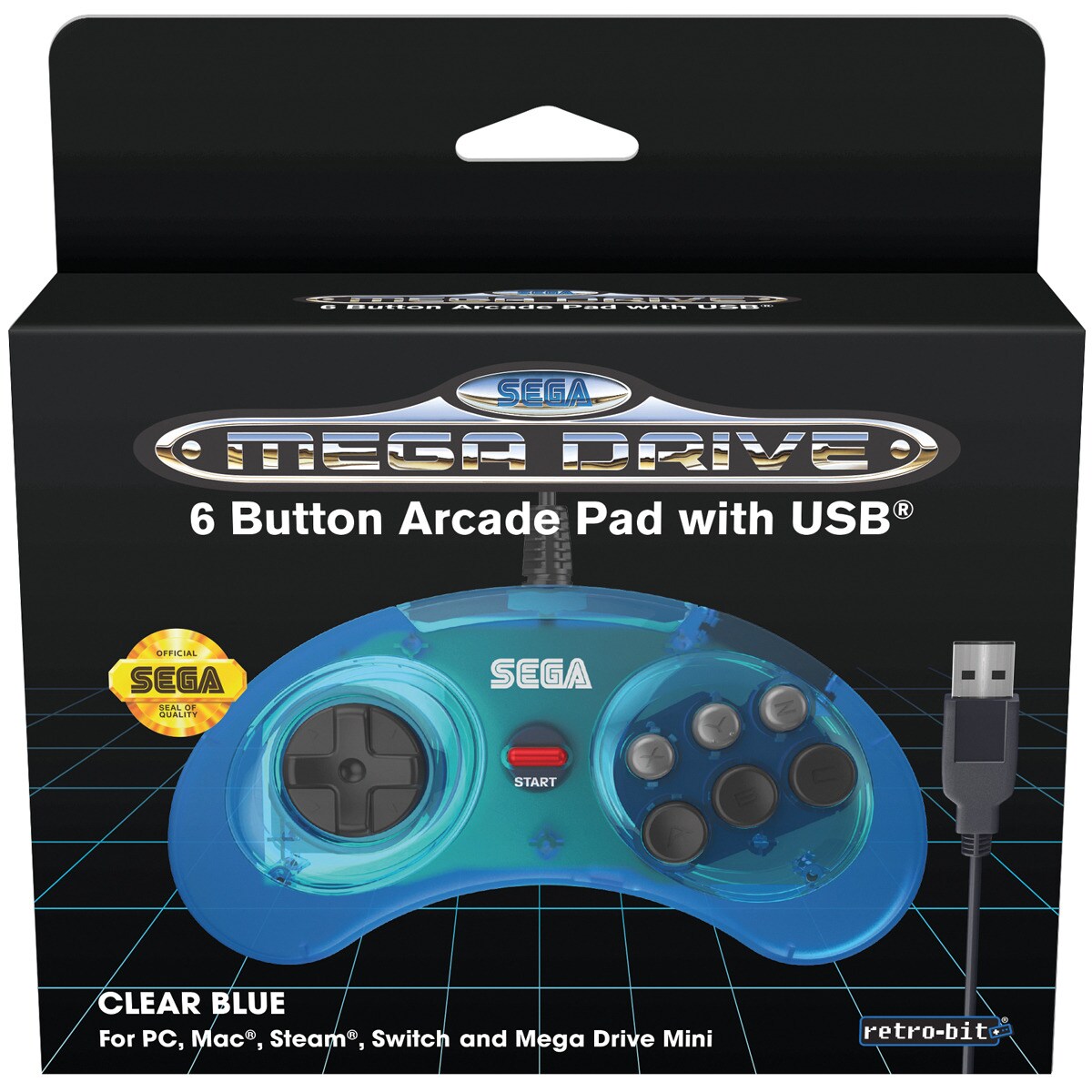 Mando Retro-Bit SEGA MD Mini 6-B USB Azul